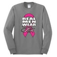 thumbnail image 2 of Real Men Wear Pink Awareness Mens Long Sleeve Shirt, Heather Grey, X-Large, 2 of 3