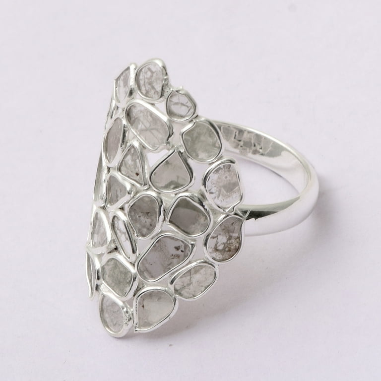 2.00 CTW Natural Diamond Polki Cluster Ring 925 Sterling Silver Women Jewelry