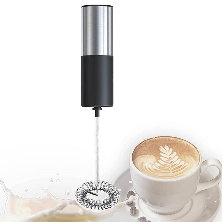 Stainless Milk Frother Handheld, Battery Operated Travel Coffee
