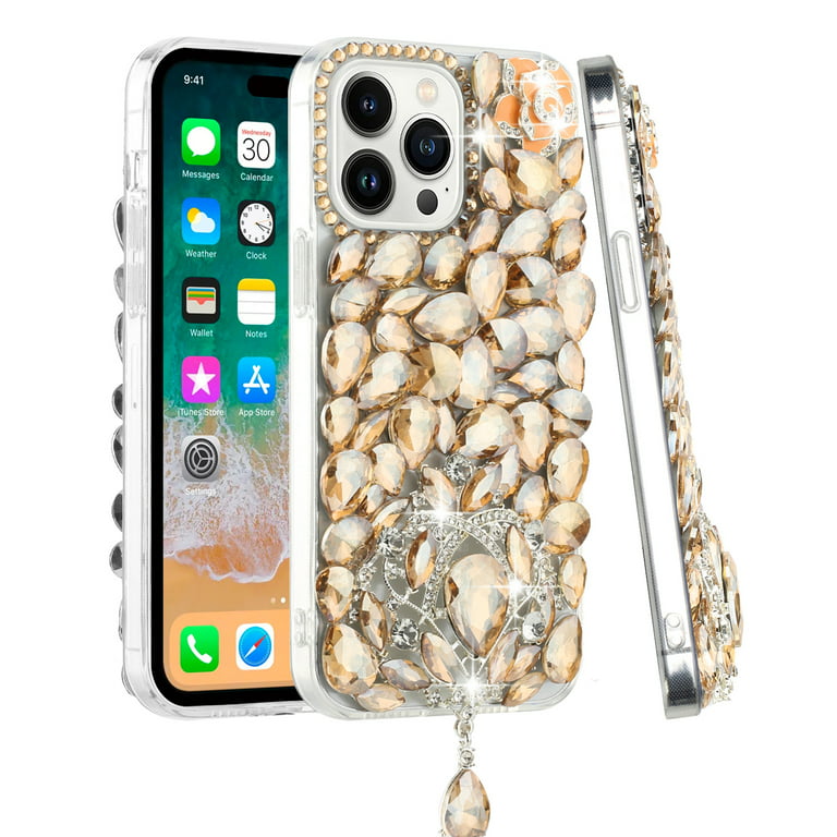 Suitable for 14 Apple iPhone 15 pro 15Pro max 15Plus Luxury Flashing  Diamond Bracelet Chanel Style High-End Phone Case Trendy Gold Silver Purple  Red blingbling lady Girl Electroplating Diamond