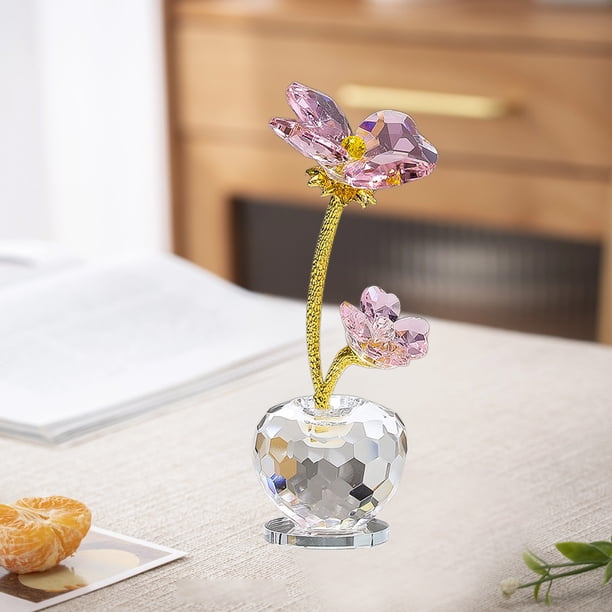Adornos para el Día de San Patricio, adorno de cristal de la suerte, adorno de escritorio, adorno de cristal decorativo, flores de trébol de cristal, regalo de la suerte para un amigo.