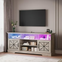 PUFFCAFE LED TV Stand for 65" TV,Entertainment Center with Storage & Power Outlet,TV Media Console Table for Living Room,Gray