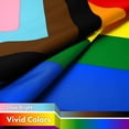 thumbnail image 7 of G128 LGBT Progress Rainbow Pride Flag - 3x5 Ft LiteWeave Pro Series, 150D Polyester, Indoor/Outdoor, Brass Grommets, 7 of 7