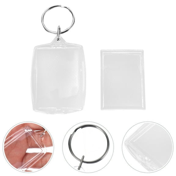 24pcs Photo Frame Key Rings Keychain Acrylic Key Chains Key Holders DIY Gifts