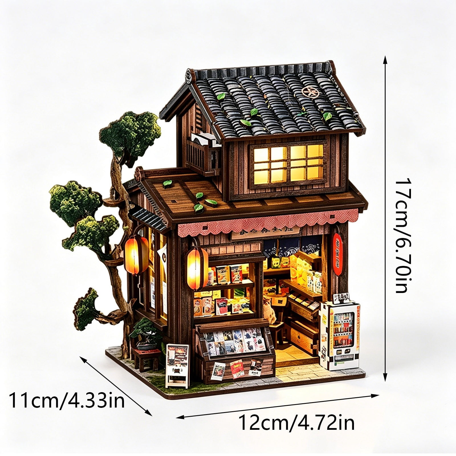 DIY Miniature Dollhouse Kit, Model Craft Kit for Adults, Great Handmade Gift for Birthday Christmas Day, Japanese Villa Courtyard