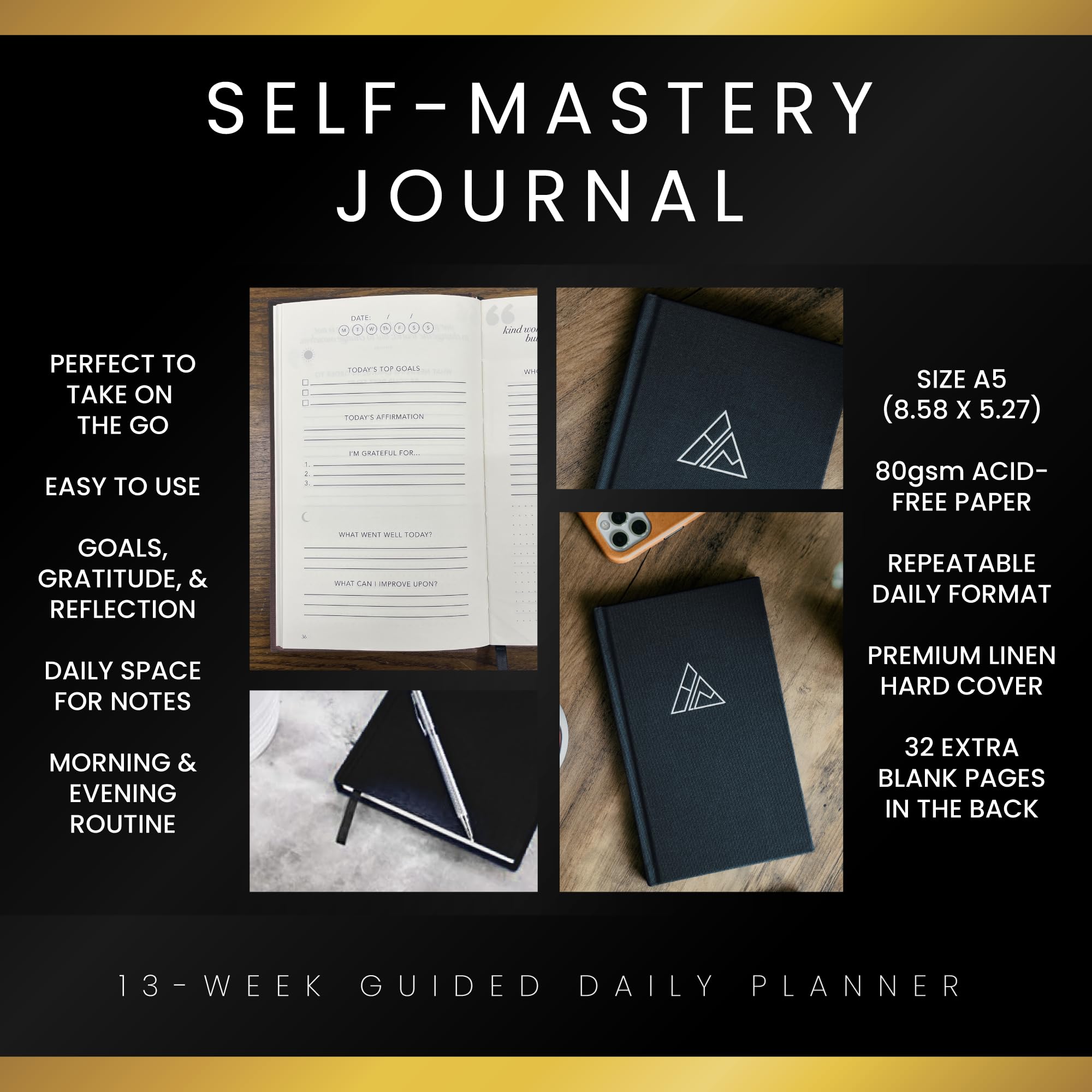 Self-Mastery Journal - Gratitude, Reflection, Manifestation, Self Care, and Goal Setting for Men & Women