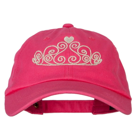 Glitter Tiara Embroidered Unstructured Washed Cap - Hot Pink OSFM