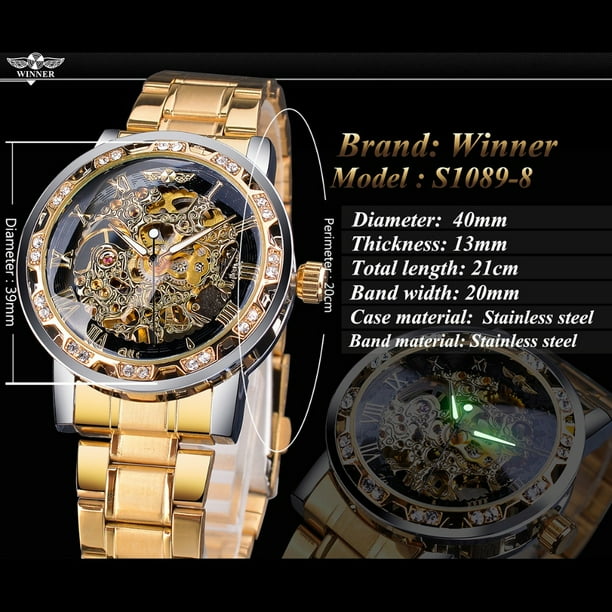 WINNER Men s Watch Fashion Luminous Hands Gear Movement Retro
