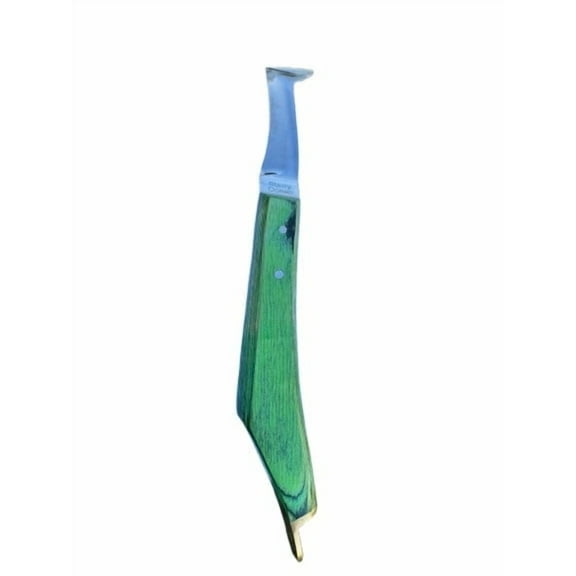 Farrier Hoof Knife Green Handle with Brass Horseshoeing Topper Right Handed