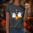 thumbnail image 6 of enyan Halloween Outfits Tshirts for Women Pumpkin Graphic Cute Ghost Tops Tee for Women Short Sleeve Casual T-Shirt Ladies October Top Comfortable Printed Shirt Fall Grey,M, 6 of 7