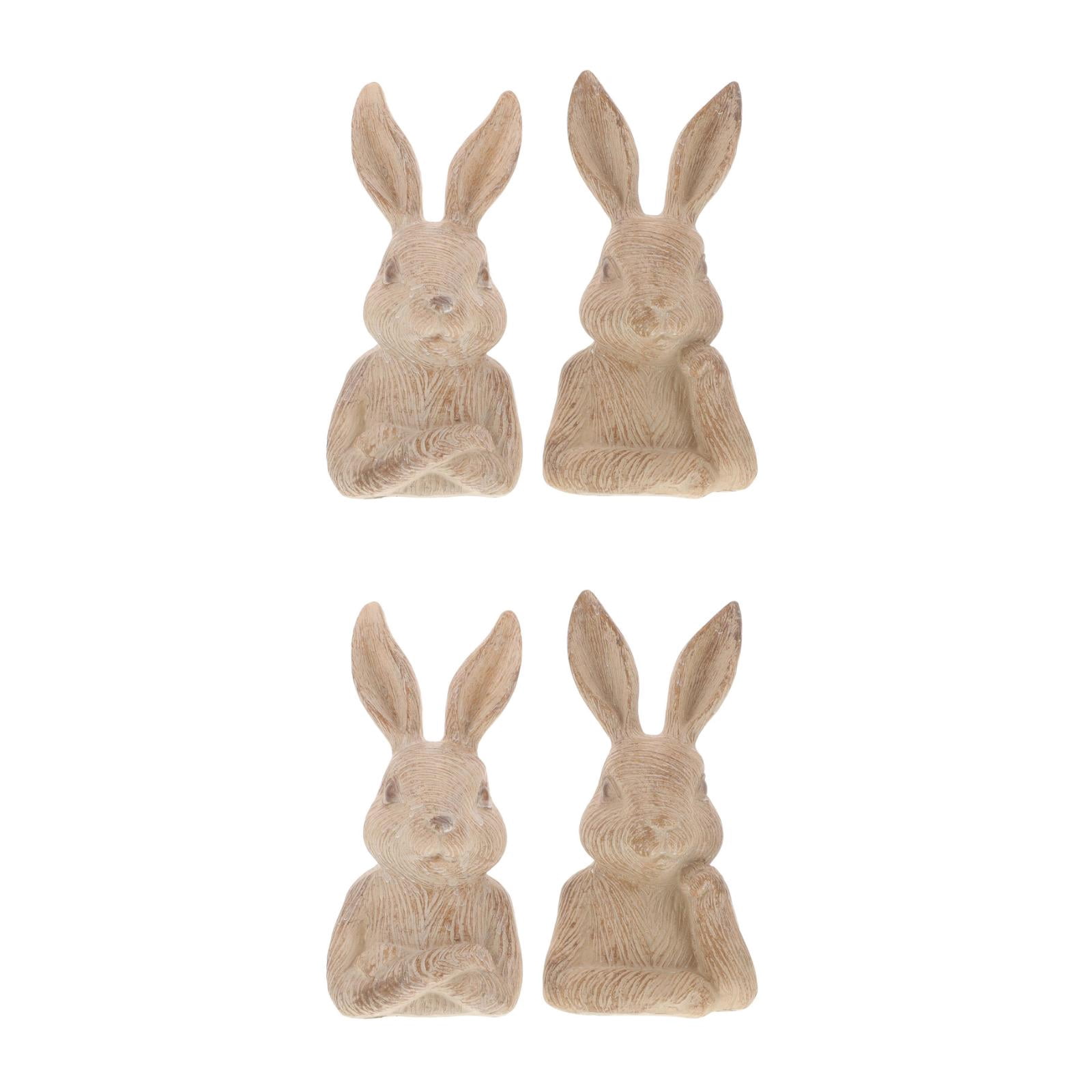 unbranded 4 pcs  Resin Easter Rabbit Model Small Easter Bunny Figurine Rabbit Adornment Bonsai Decor