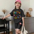 thumbnail image 4 of CCRFTGI 250th Anniversary Summer Outfits for Kids Girls Size 10-12 2 Piece Outfits Patriotic Happy America 250 T Shirt and Biker Shorts July 4th Celebration Activewear Black 3-4 Years, 4 of 6