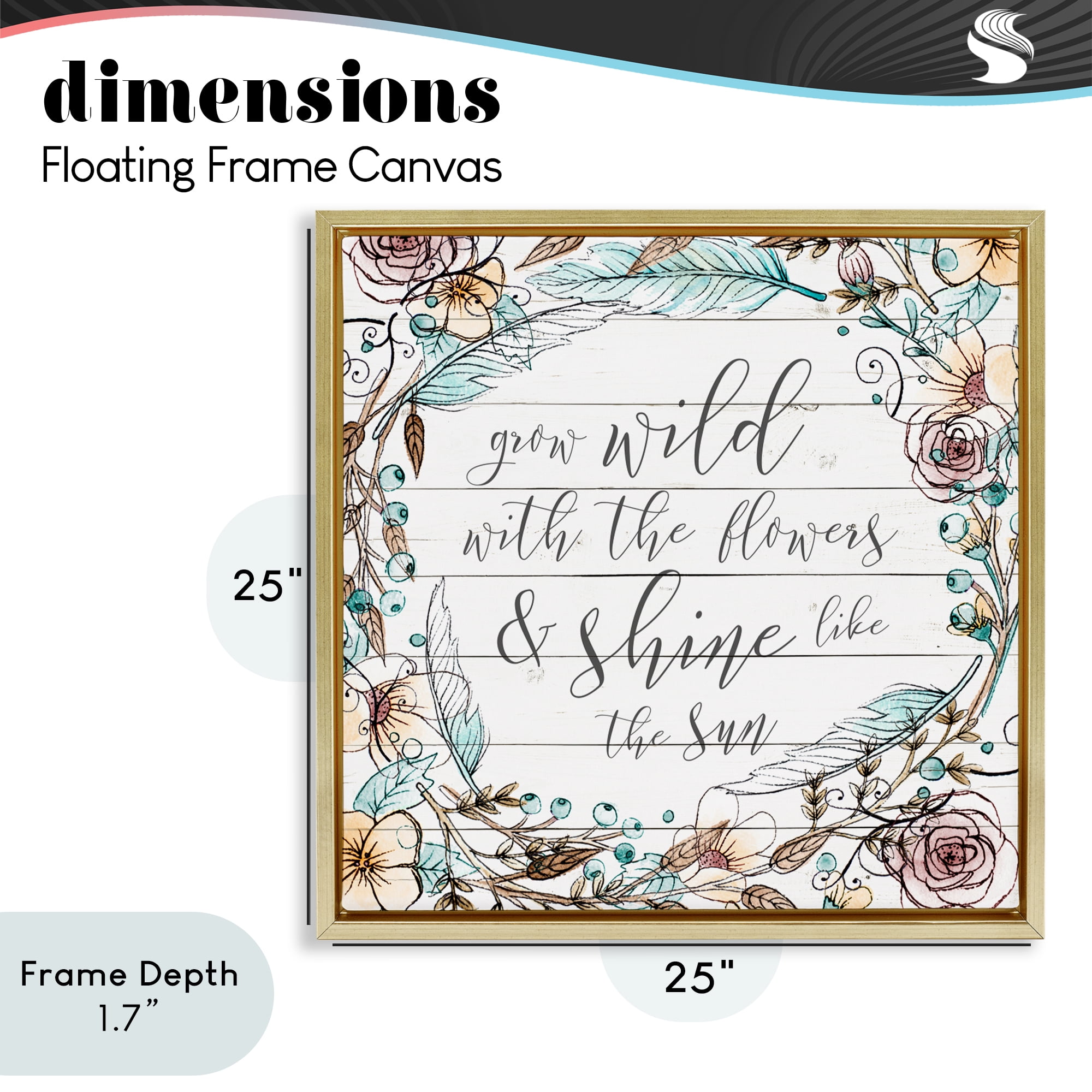 Stupell Industries Grow Wild With Flowers Gold Framed Floater Canvas Wall Art, design by SD Graphics Studio