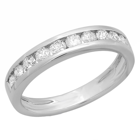 0.60 Carat (ctw) 14k White Gold Round Diamond Ladies Anniversary Wedding Stackable Ring Matching Band