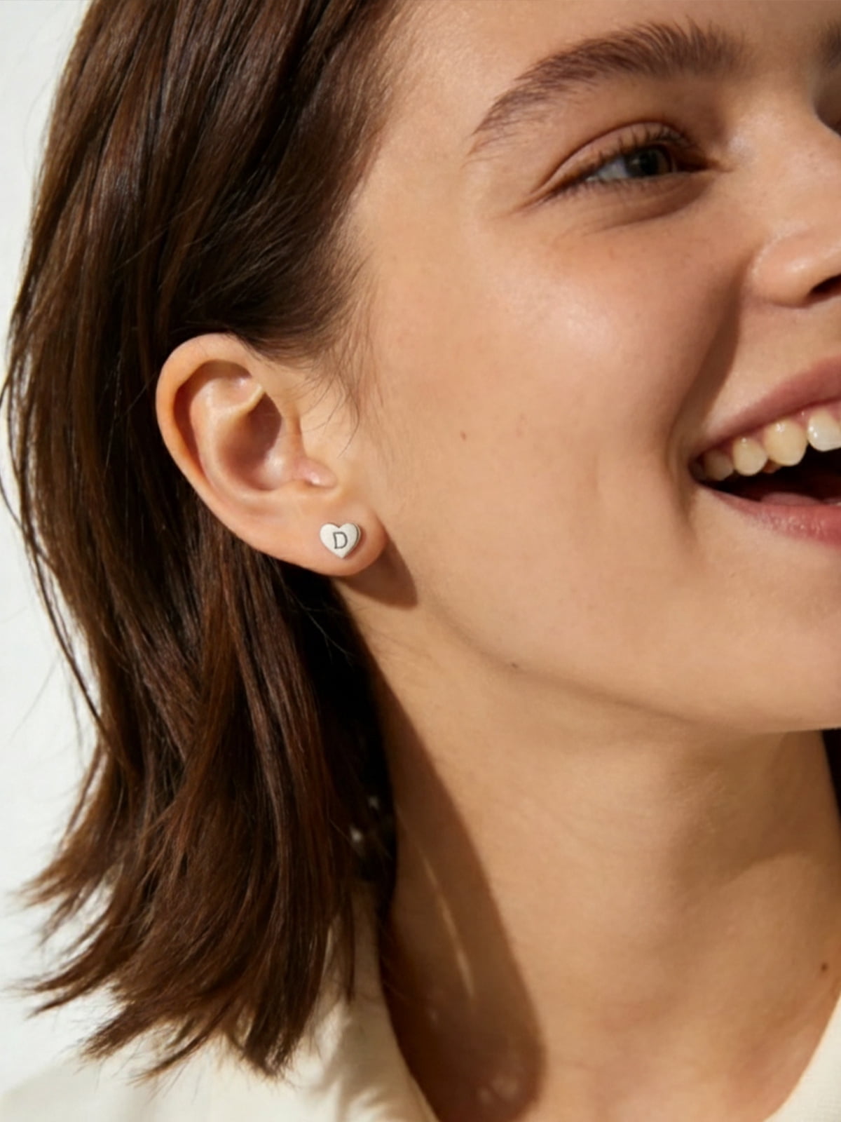 Silvora Initial Heart Stud Earrings for Women Sterling Silver Hypoallergenic Letter D Earrings Charm Mother Daughter Christmas Birthday Jewelry Gift