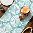 thumbnail image 3 of Table Runners 120 Inches Long Dress Scarves, Teal Scallop Coastal Farmhouse Coffee/Dining/Kitchen Table Decor Table Runner for Living Room, Summer Beach Nautical 13x120 Inch, 3 of 9