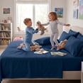 thumbnail image 3 of Velcea Art Deco 4-Piece 120 GSM Navy Blue Soft Brushed Microfiber Sheet Sets, Queen - Deep Pocket, 3 of 7