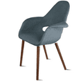 thumbnail image 3 of 2xhome - Set of 2 Organic Upholstered Fabric Modern Armchairs with Dark Walnut Brown Wooden Legs for Dining Room Office or Accent Chair, Dark Navy Blue, 3 of 6