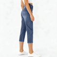 thumbnail image 6 of uublik Pants Capris for Women Stretchy Stretchy Pants Pull On Jeggings High Waisted Denim Leggings Casual Pants with Pockets, Dark Blue, 6 of 6