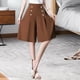 thumbnail image 5 of Pantalones culotte cortos para mujer, transpirables, finos, elegantes, de pierna ancha, hasta la rodilla Caramelo XL, 5 of 9