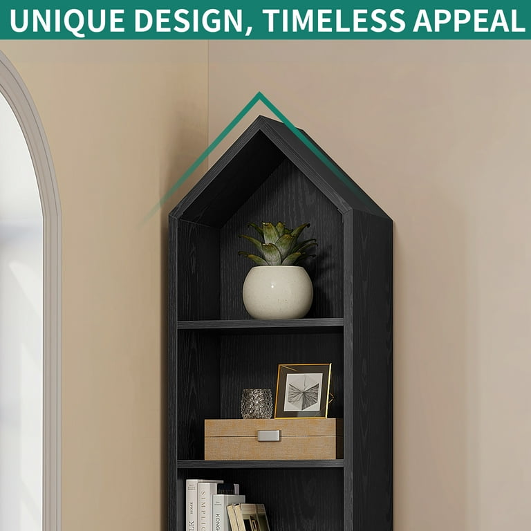 Dextrus 70.8 inch Corner Shelf, 5 Tier Corner Bookshelf and Bookcase, Modern Open Free Standing Shelving Unit Wooden Display Rack Storage Shelves for