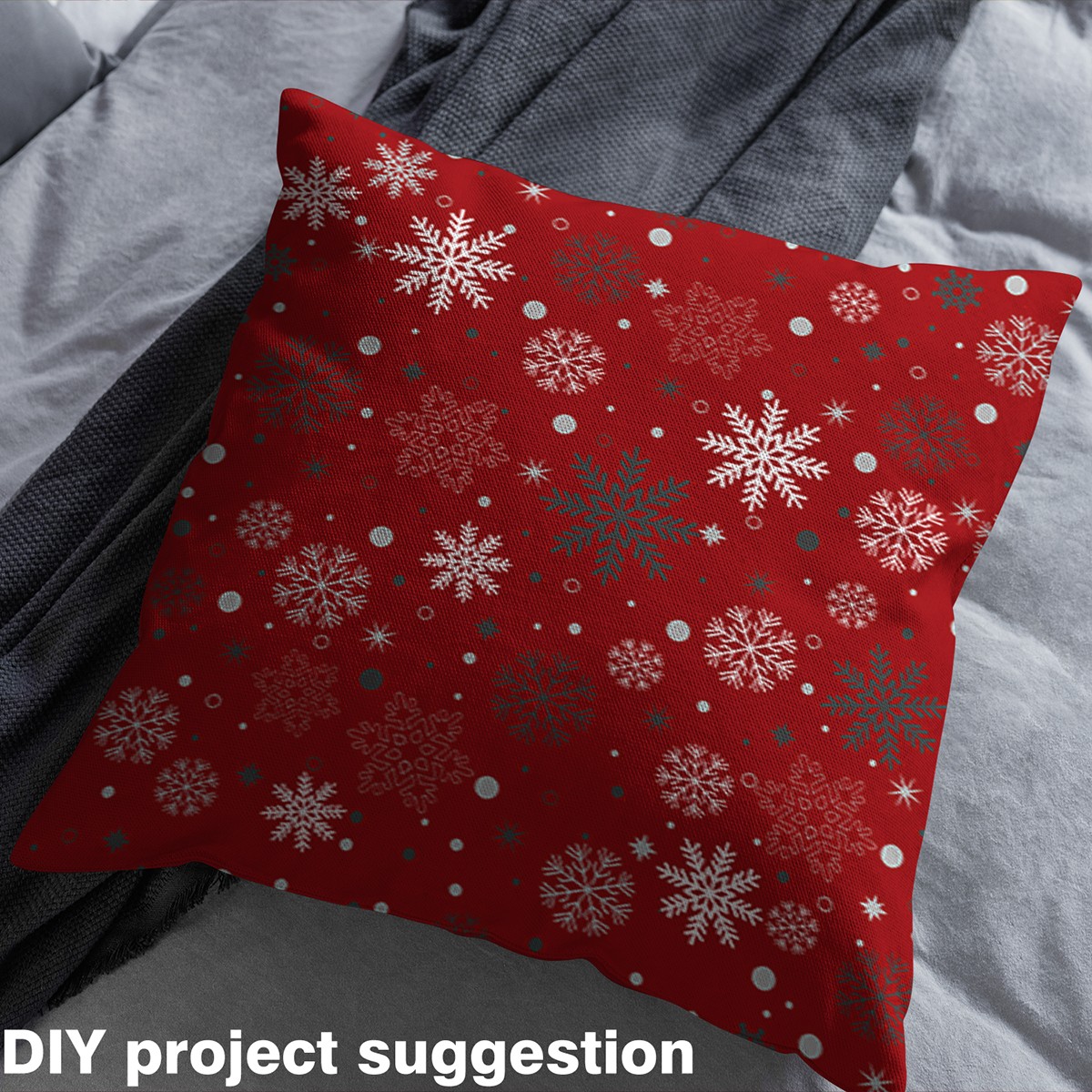 Homewish Red Winter Snowflake 01 for Kids, Merry Christmas Room Decor Fabric by the Yard, Happy New Year Sewing Fabric, Lightweight Room Decor