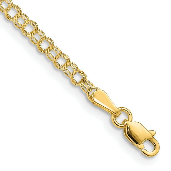 Primal Gold 14 Karat Yellow Gold 3mm Solid Double Link Charm Bracelet