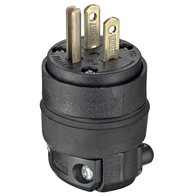 Enchufe Leviton 515PR 15A 125V NEMA 5-15P de hoja recta negro