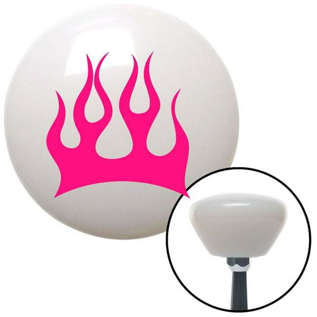 Pink Crescent Flames White Retro Shift Knob with M16 x 1.5 Insert Shifter Auto Brody