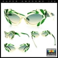 thumbnail image 2 of Womens Floral Thick Plastic Foliage Oval Retro Fashion Plastic Sunglasses Green Beige - Green, 2 of 8
