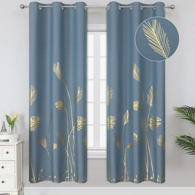 Cortinas Estelar Textiler 97x183 cm en forma de hoja de palma dorada, opacas
