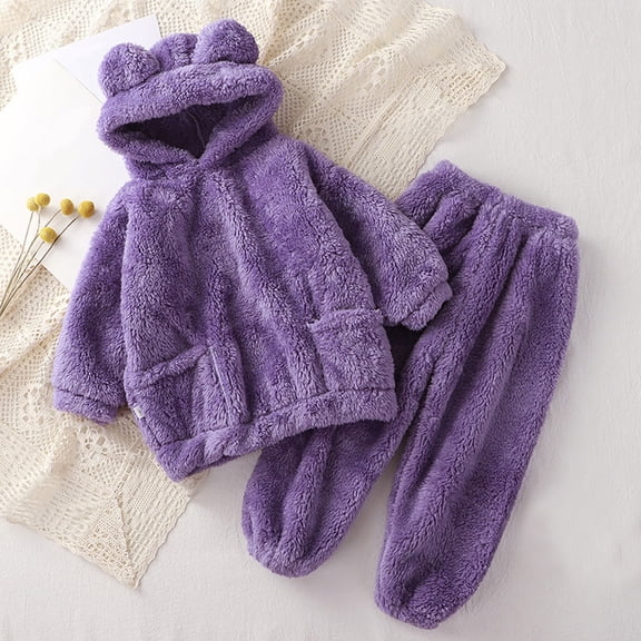 Girls 2 Piece Outfits Size 14-16 Girls Fuzzy Pants Set Fleece Outfits Winter Flannel Loose Fluffy Pullover Sweatshirt Top Pants Sweatsuit