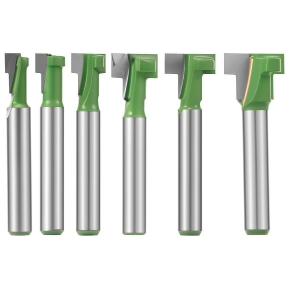 6Pcs Woodworking Keyhole Router Bits Set Tungsten Steel 1/4 Inch Shank T Slot Router Bit Milling Cutter for Woodworking