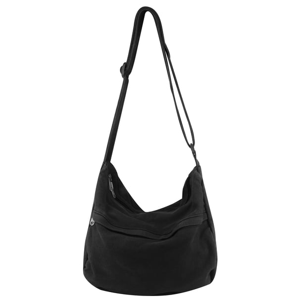 Bandolera tipo bandolera tipo bandolera casual de lona negra