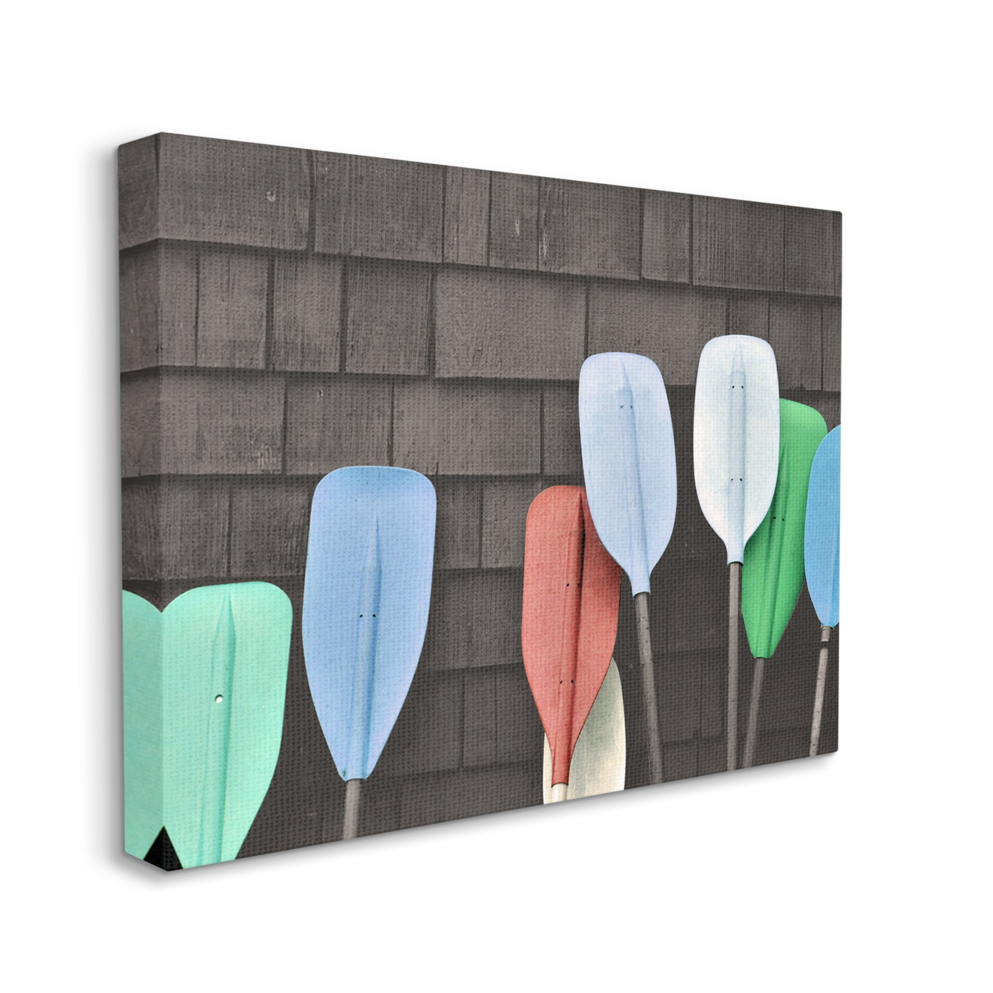 Stupell Industries Mixed Ores Against Beach Shed Boating Paddle Photograph Gallery Wrapped Canvas Print Wall Art, Design by Daphne Polselli