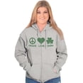 thumbnail image 4 of Peace Love Irish St Pattys Day Clover Zip Hoodie Sweatshirt Women Brisco Brands S, 4 of 6
