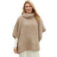 thumbnail image 1 of Aran Woollen Mills Patchwork Knitted Cape 100% Premium Soft Merino Wool Cowl Neck Women`s Poncho Made in Ireland | One Size, 1 of 4
