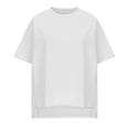 thumbnail image 7 of tklpehg Womens Short Sleeve Shirts Clearance Crewneck Irregular Hem Tops Summer Vintage Solid Color Going Out Tops Casual Lightweight Loose Blouses (White,XXL), 7 of 7