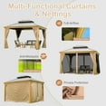 thumbnail image 4 of Domi Outdoor Living 10’x14’Hardtop Gazebo with Wooden Coated Aluminum Frame, Galvanized Steel Double Roof, Curtains & Netting for Patio, Deck & Lawn,Wood Looking, 4 of 7