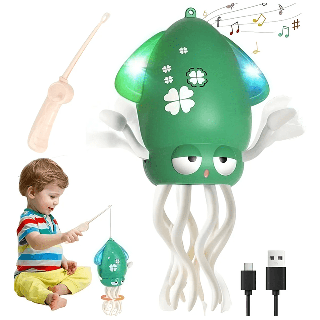 Juguete De Pulpo Gateando Inducción Música Luz Para Bebé Xtellar verde