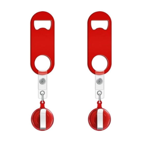 2PCS Retractable Flat Bottle Opener with Round Reel Clips, Cute Beer Opener for Bartenders, Parties, Kitchen and Restaurant Use