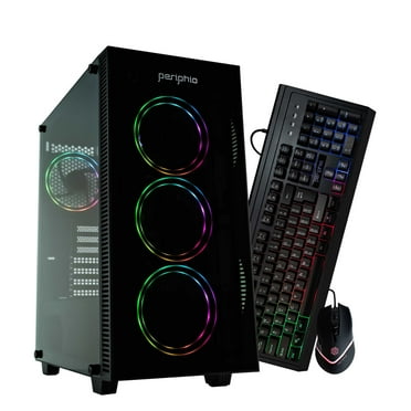 Periphio Terra Gaming PC Computer - AMD Ryzen 5 5600G | Radeon Vega 7 Graphics | 1TB Solid State (SSD) | 16GB DDR4 RAM | Windows 11 | RGB Gaming Mouse   Keyboard