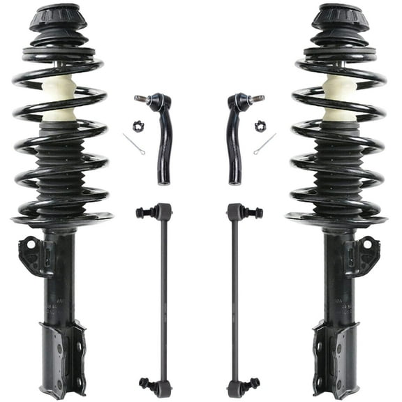 Detroit Axle - 6pc Front Struts Kit for 2012-2015 Toyota Prius C, 2 Ready Struts w/Coil Spring Assembly 2 Sway Bars 2 Outer Tie Rod Ends 2013 2014 Replacement Suspension Kit