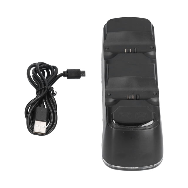 Emoshayoga Chargeur de contrôleur Compatible avec PS4, Station d'accueil de Base de Support de Charge de contrôleur Chargeur de contrôleur Double USB pour PS4 Noir