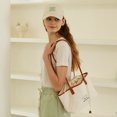 thumbnail image 2 of Bolso de mano coreano para mujer, bolso de lona con cordón y letras, bolsos de hombro (marrón) Likrtyny Para estrenar, 2 of 9
