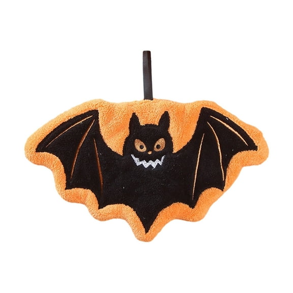 HHBEAUTY Halloween Hand Towels - Halloween Bat Bathroom Towels with Hanging Loop Absorbent Coral Fleece Bathroom Hand Towel Soft Thick Dish Cloth for Kitchen Home Decors Holiday Party Gift