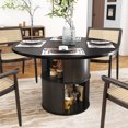 thumbnail image 6 of Round Dining Table for 4-6 People, 47 Inches Kitchen Dining Table with 2-Layer Storage Shelf for Dining Room, Kitchen, Living Room, Black(Table Only), 6 of 8
