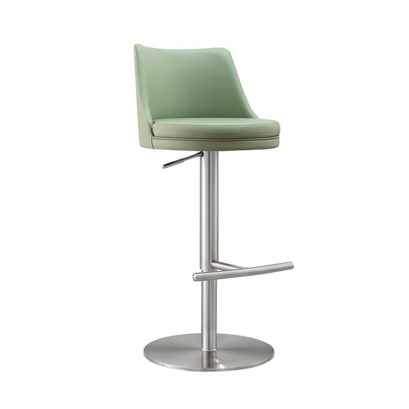 TOV Furniture Reagan Sea Foam Green and Silver Vegan Leather Adjustable Stool