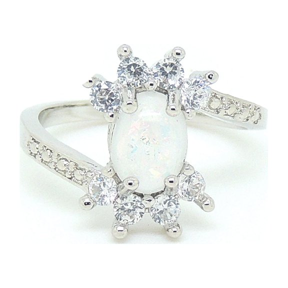 Zaire Statement Ring Created Fire Opal Clear CZ Womens Ginger Lyne Collection