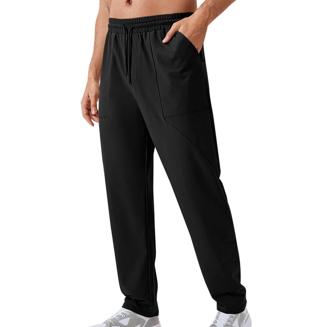 Pantalones deportivos casuales de color liso para hombre, cómodos y sueltos, de seda helada, para correr, fitness, transpirables, para secado rápido
